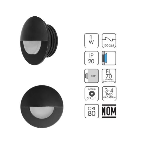 Luminaria Cortesia Luna Media 1W 3K Blanco Cálido - Wattko